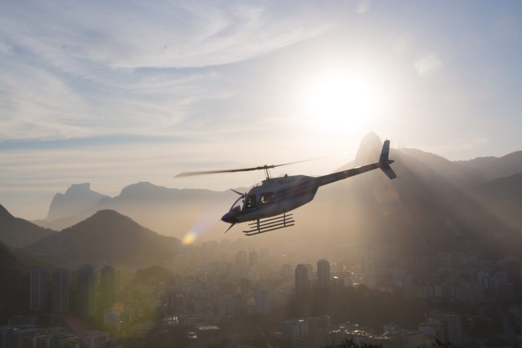 Image of helicopter body repatriation over Rio